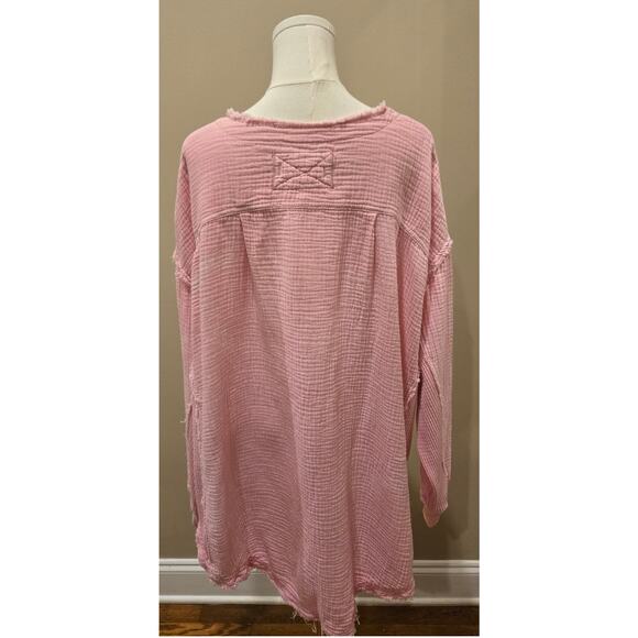 Free People We The Free Pullover Shirt Tunic Top Oversized Gauze Pink Small - Picture 5 of 9